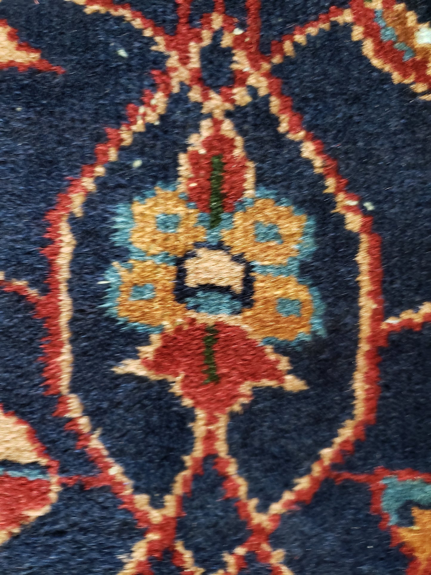 SOLD - Antique Turkish Rug, c. 1940's, Rose & Navy, 8'x10'