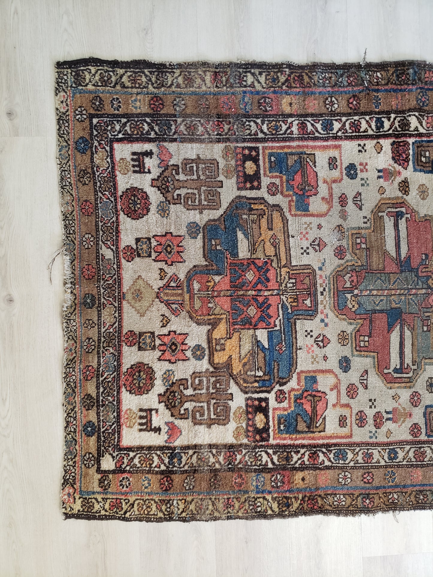 Signed Antique 1911 Persian Runner, 3'9"x8'7"