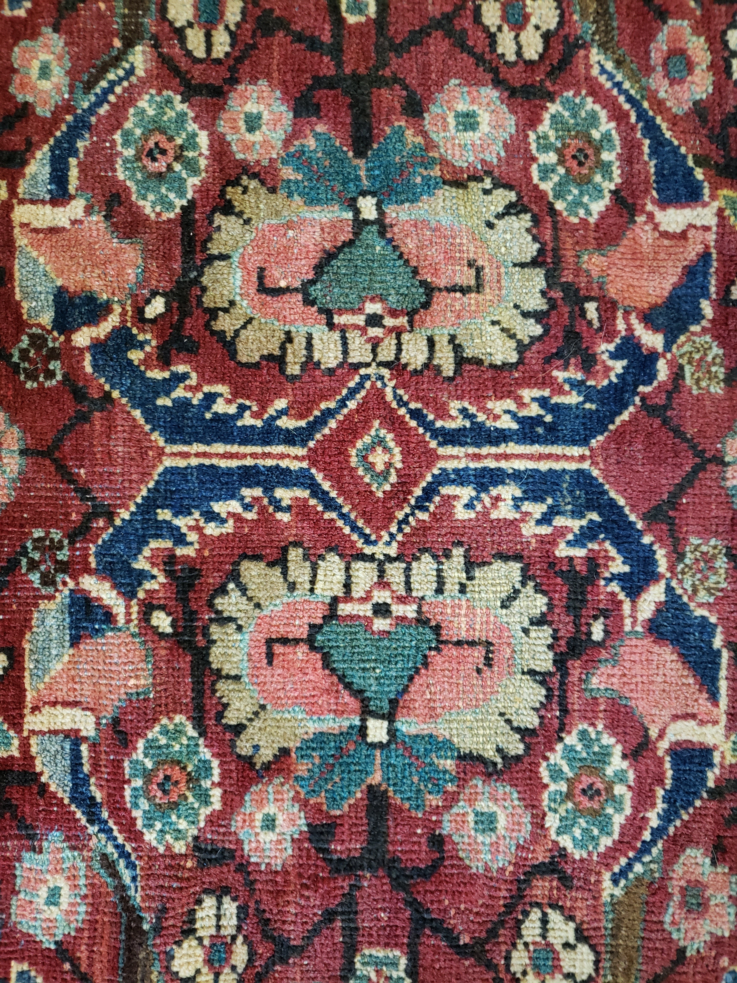 19 inch by 40 inch 1940s fine Persian wool rug medallion - Ruby Lane