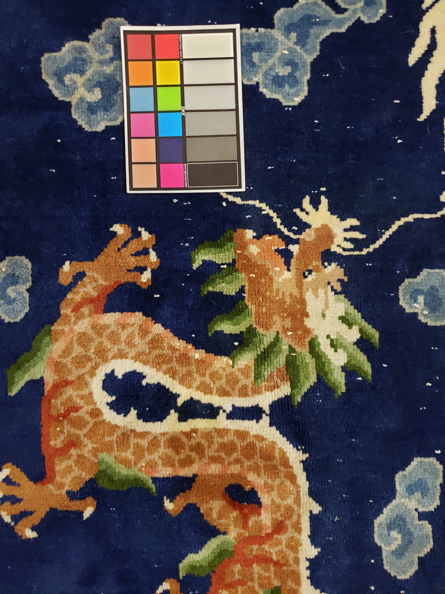 SOLD - Chinese Dragon Rug, Round, 6' diameter, "Antique Dragon Sky"