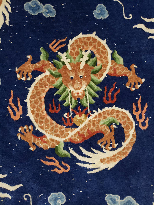 SOLD - Chinese Dragon Rug, Round, 6' diameter, "Antique Dragon Sky"