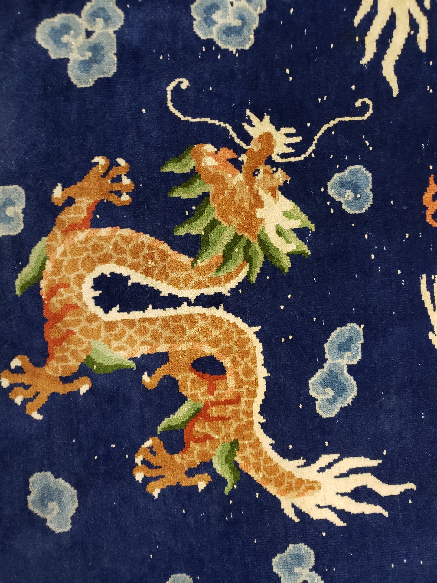SOLD - Chinese Dragon Rug, Round, 6' diameter, "Antique Dragon Sky"