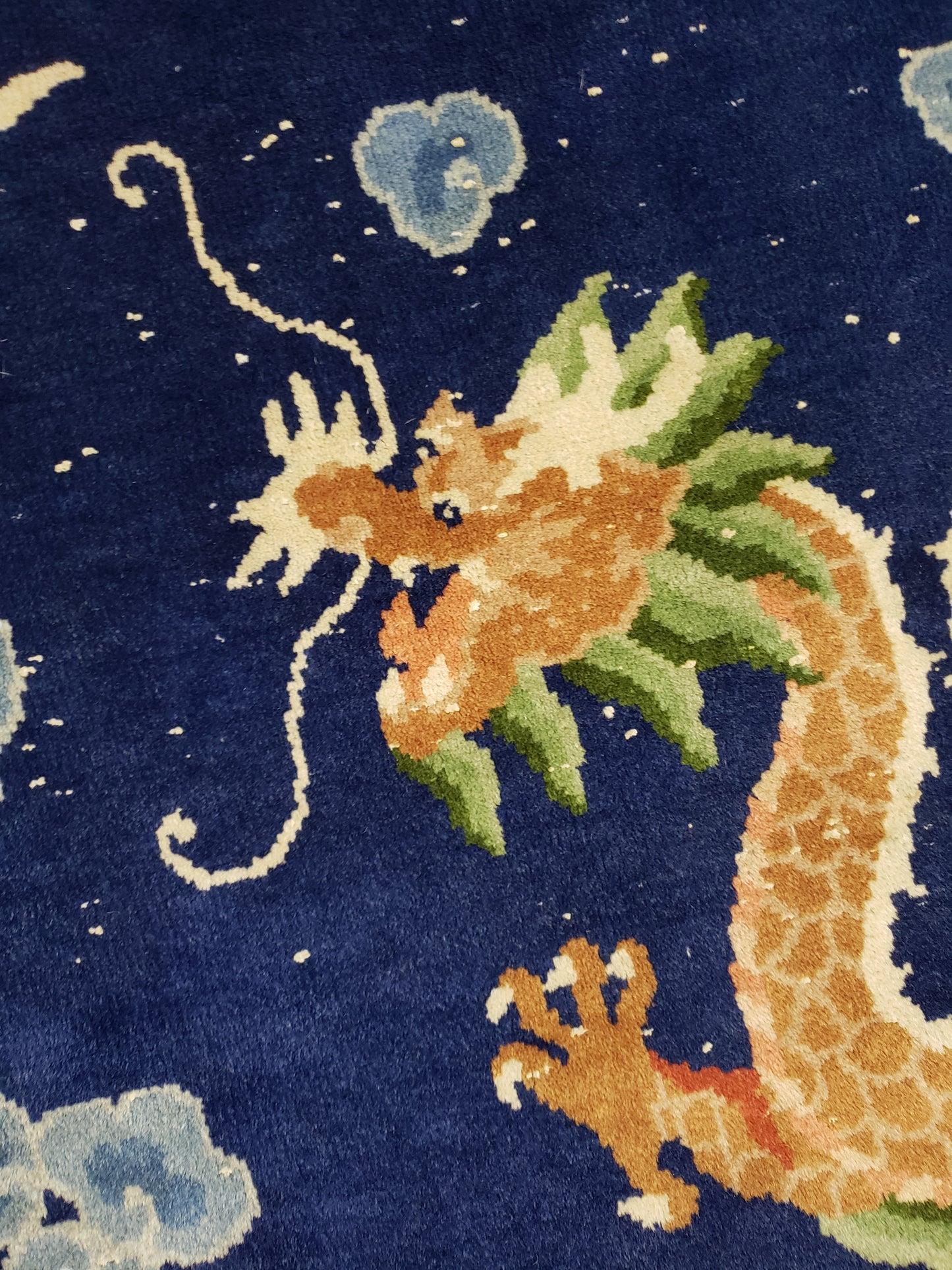 SOLD - Chinese Dragon Rug, Round, 6' diameter, "Antique Dragon Sky"