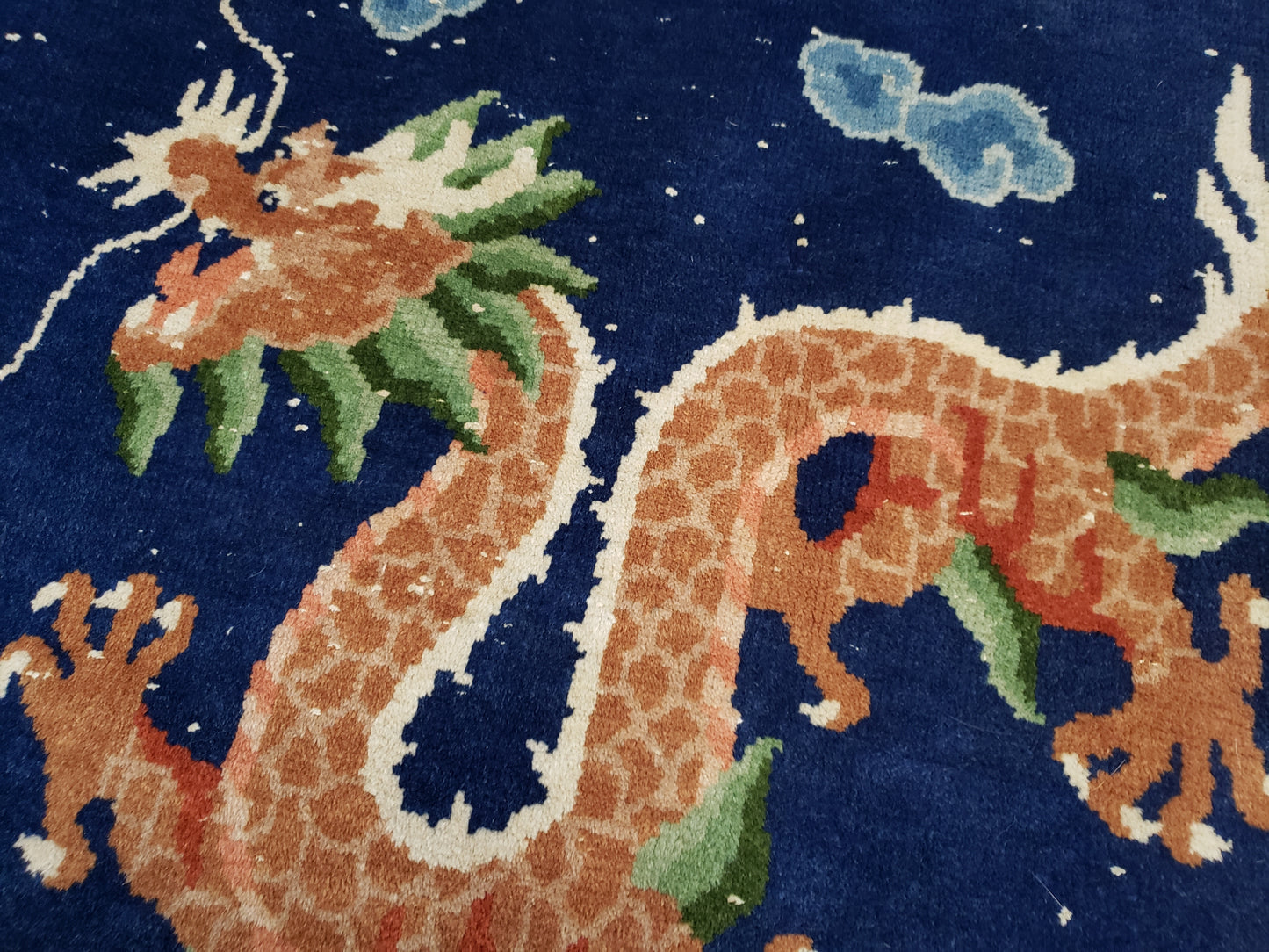 SOLD - Chinese Dragon Rug, Round, 6' diameter, "Antique Dragon Sky"
