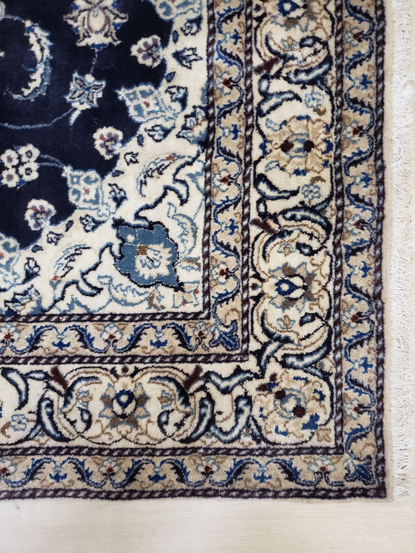 Square Navy Persian Rug, Vintage Tabas Nain, 6x6