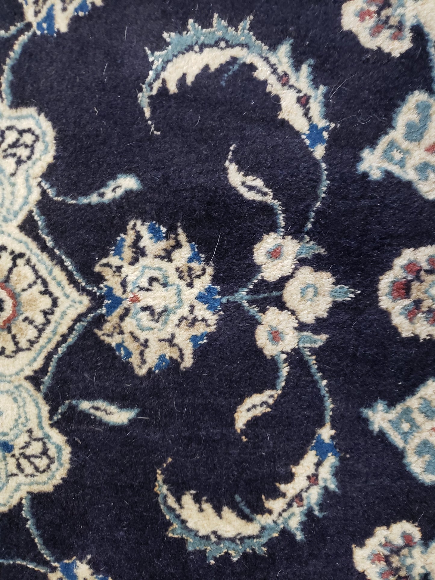 Square Navy Persian Rug, Vintage Tabas Nain, 6x6