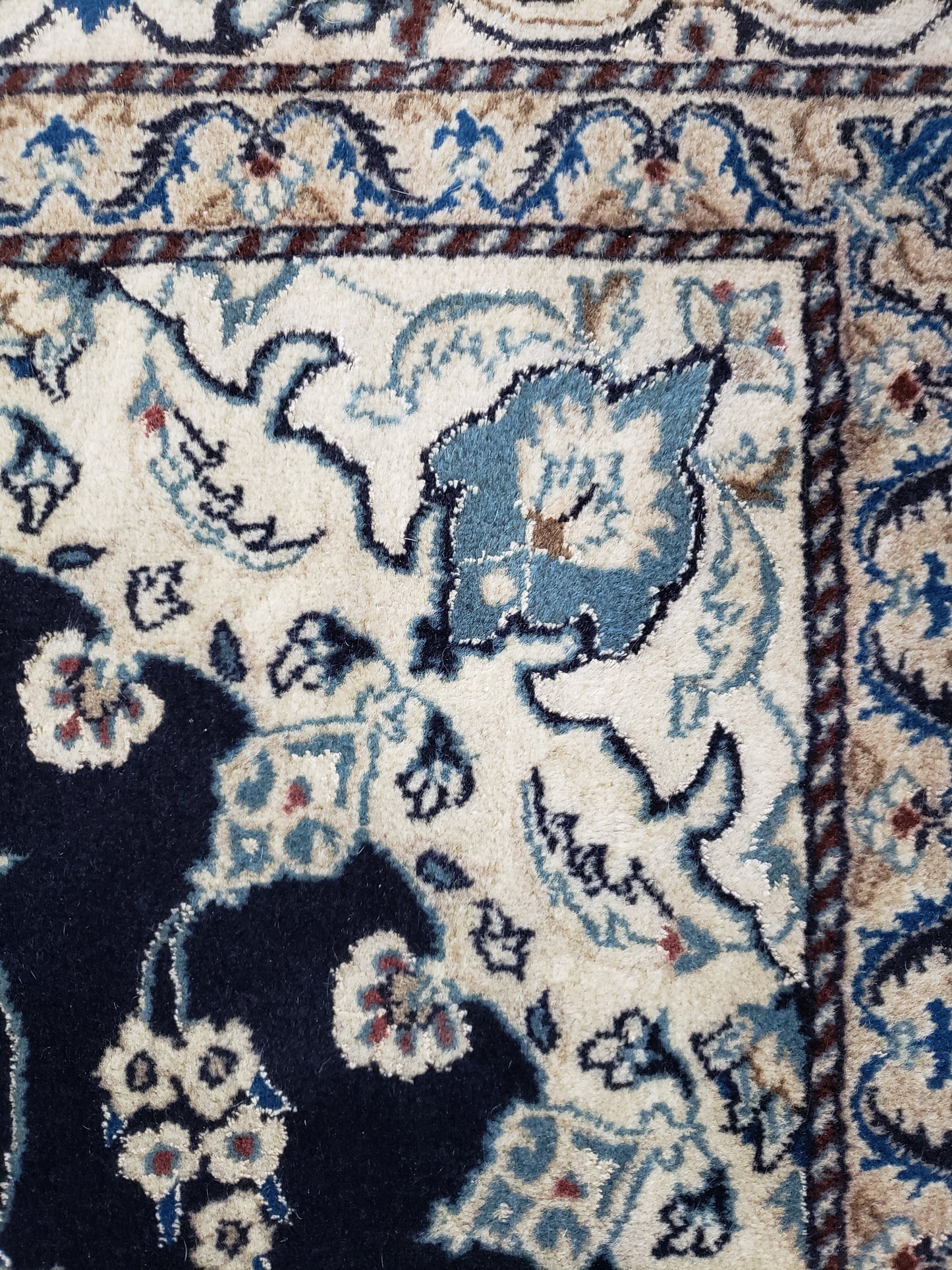 Square Navy Persian Rug, Vintage Tabas Nain, 6x6