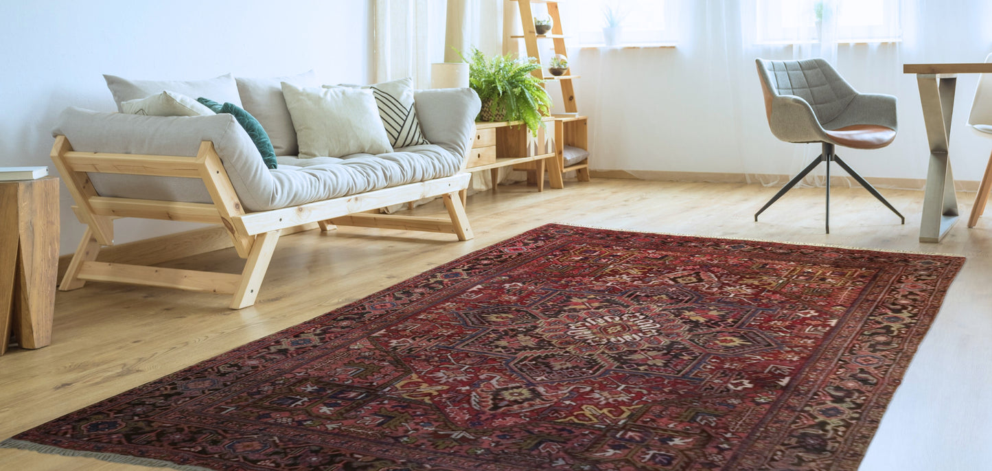 Vintage Persian Heriz Rug, 8x11