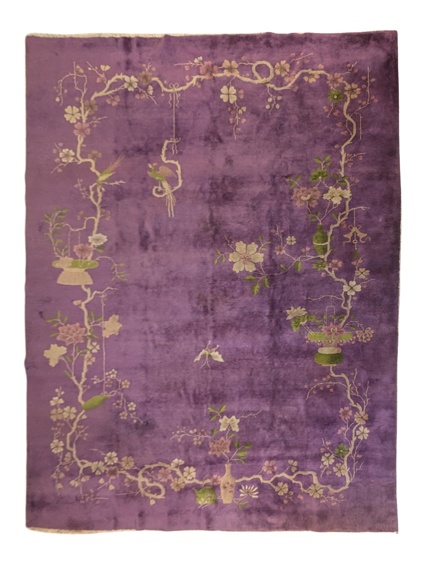 Antique Art Deco Chinese Rug, 9x12, "The Amethyst Deco Dream"