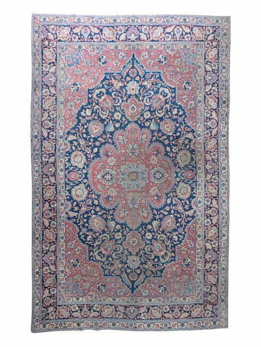 Antique Persian Rug, 7x11, "Indigo Moonlight"