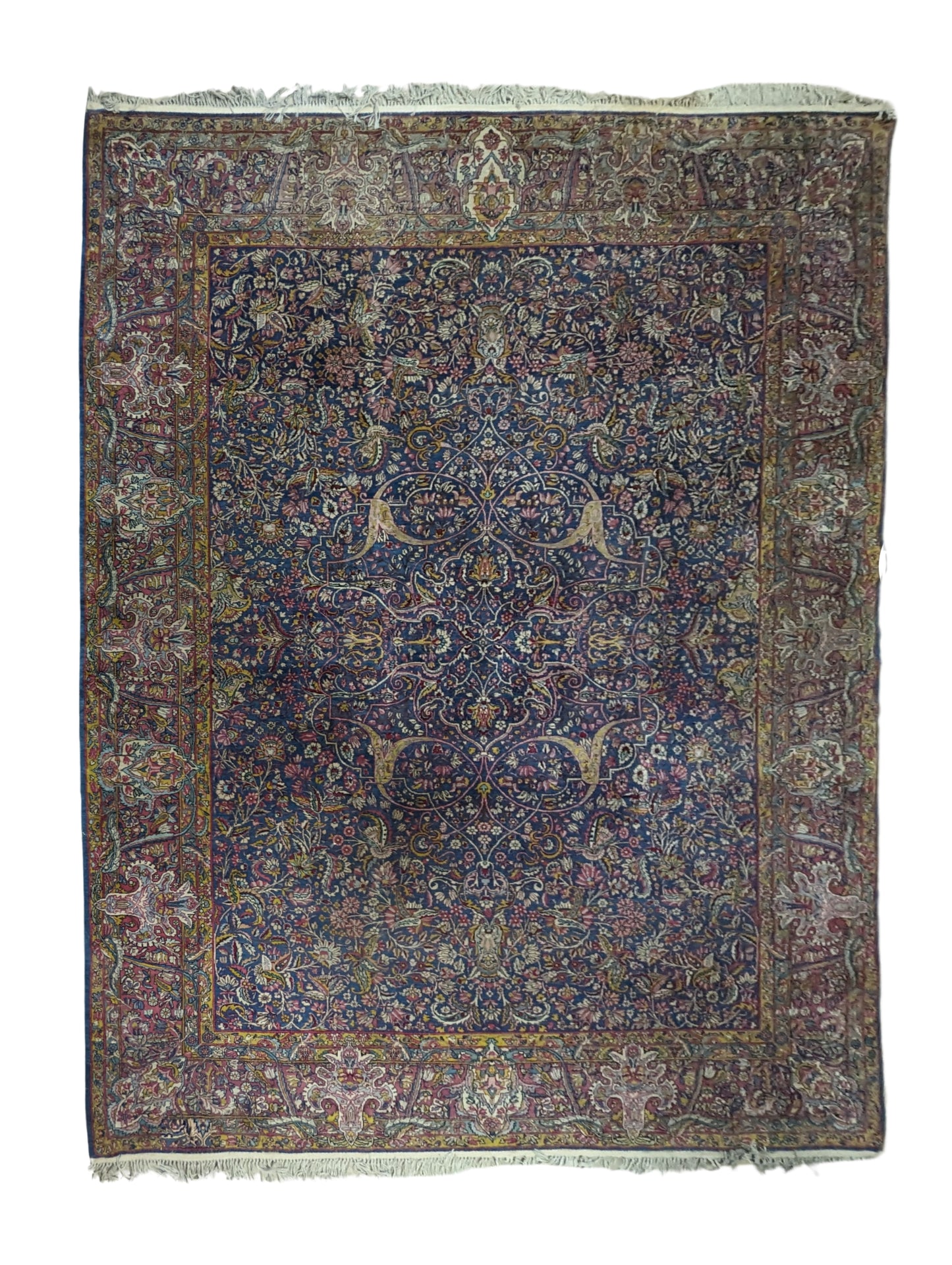SOLD - Antique Lavar Kerman Persian Rug, 9'x12' -"Celestial Blue Palace"