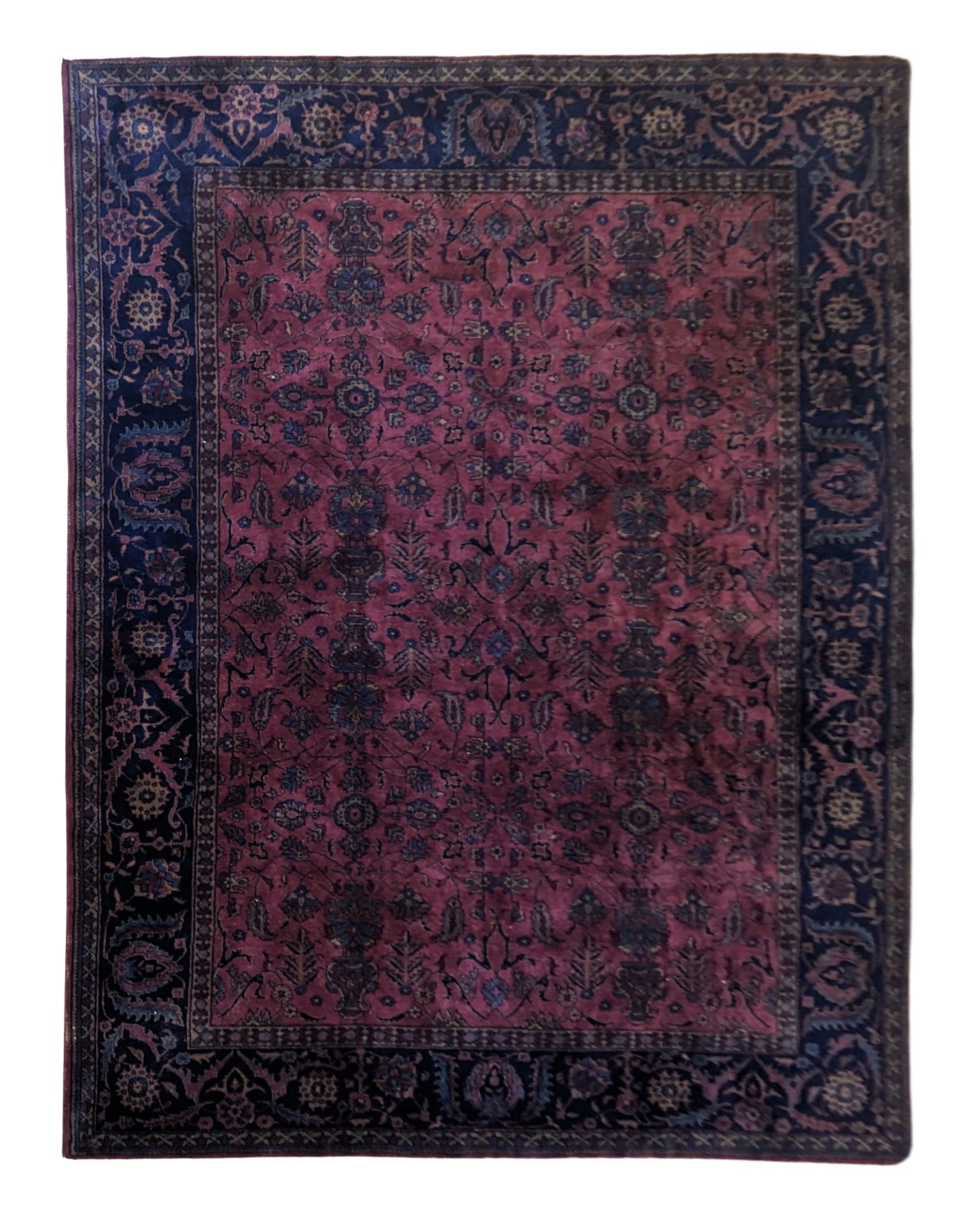 Antique Turkish Rug, 9x12 -"The Plum Rose Sanctuary"