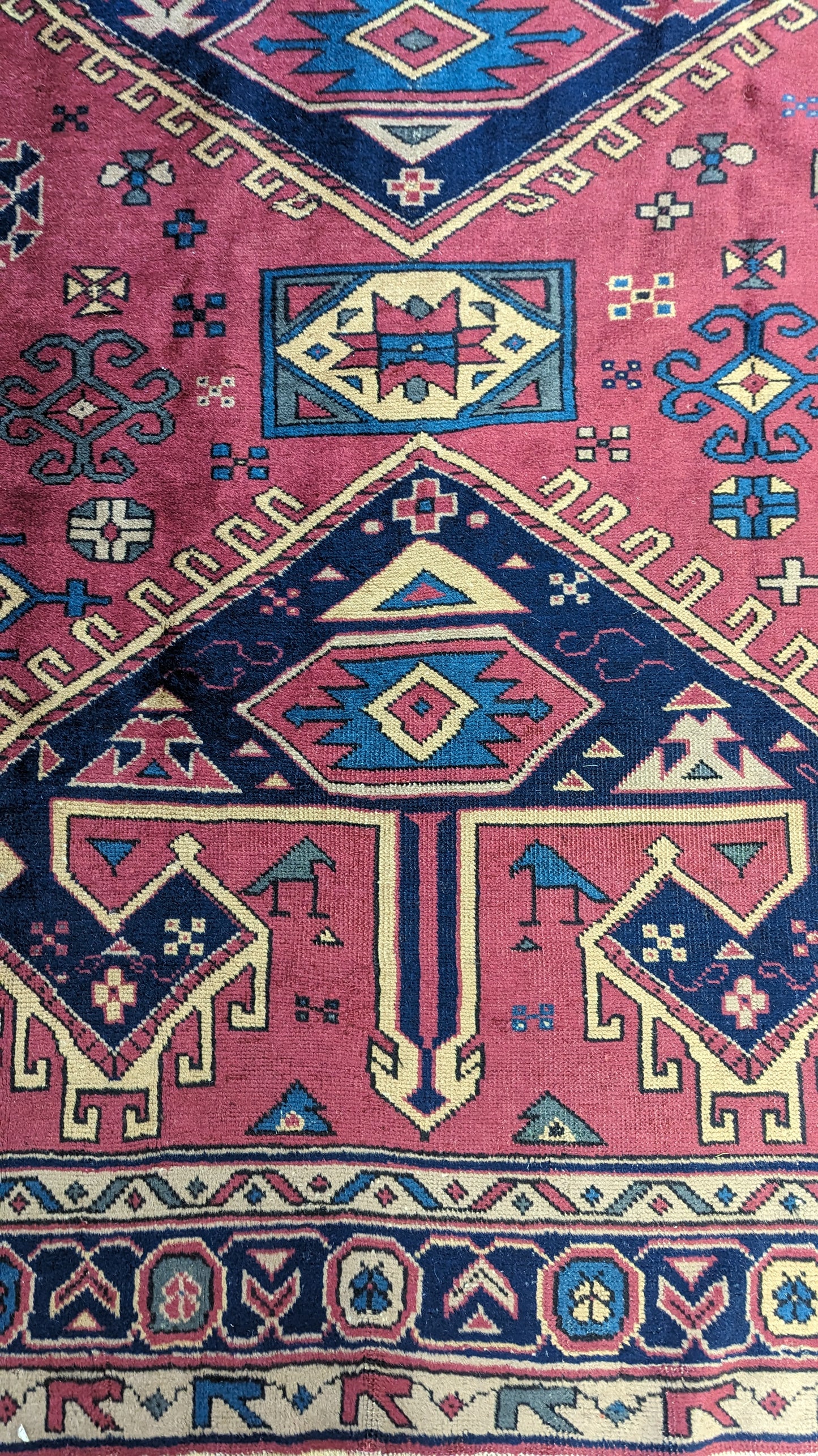 Antique Turkish Rug, 5'x6' - "Dusk Rose Sky"