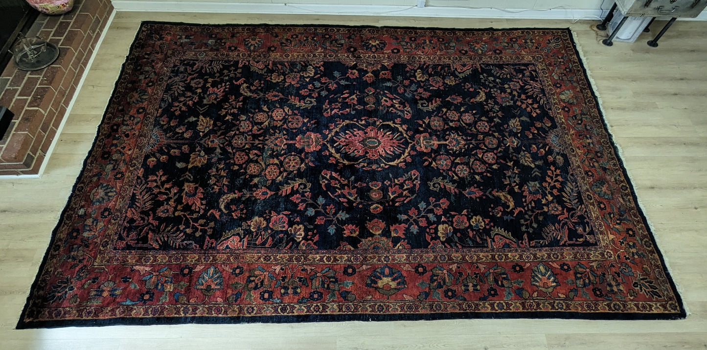 SOLD - Antique Mahal Persian Rug, 9'x13' - "The Dusk Garden Dream"