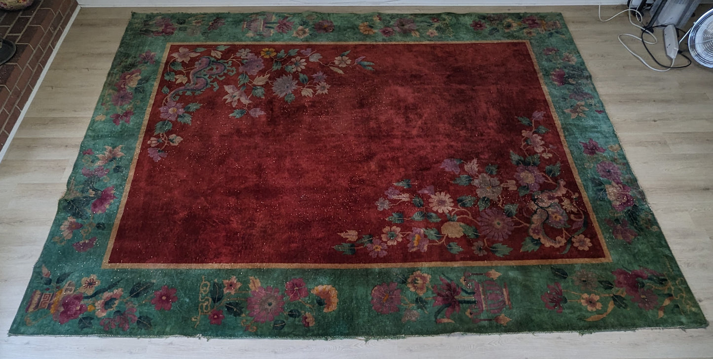 Antique Art Deco Chinese Rug, 9'x11'