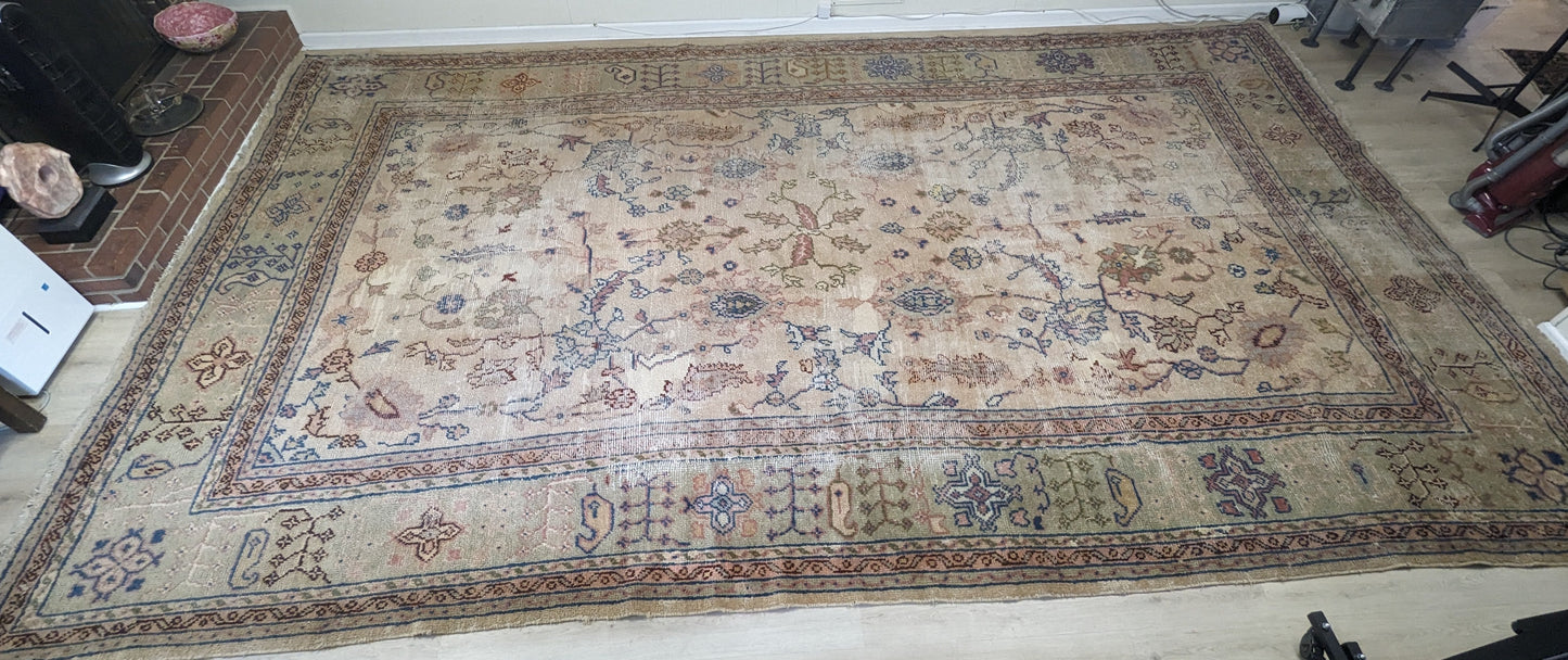 Vintage Borlu Turkish Rug, 10x17 - "Bohemian Palace Oushak"
