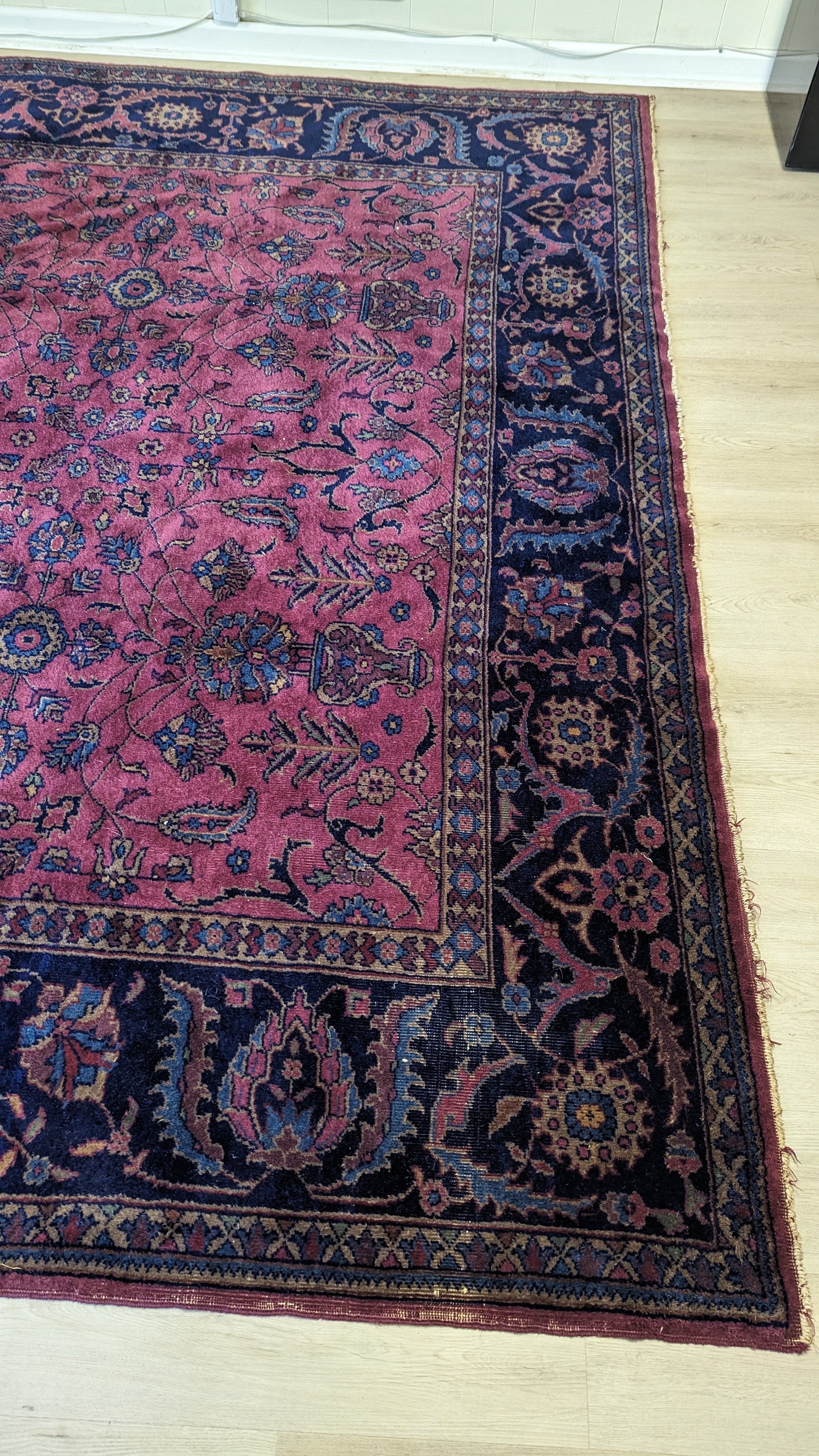 Antique Turkish Rug, 9x12 -"The Plum Rose Sanctuary"