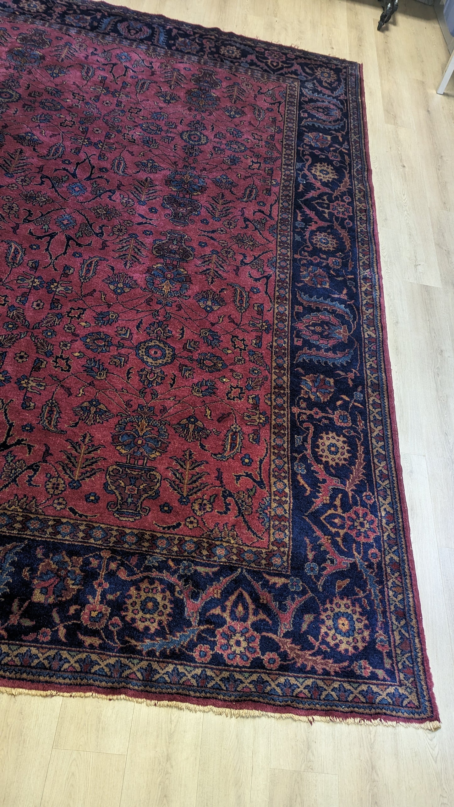 Antique Turkish Rug, 9x12 -"The Plum Rose Sanctuary"