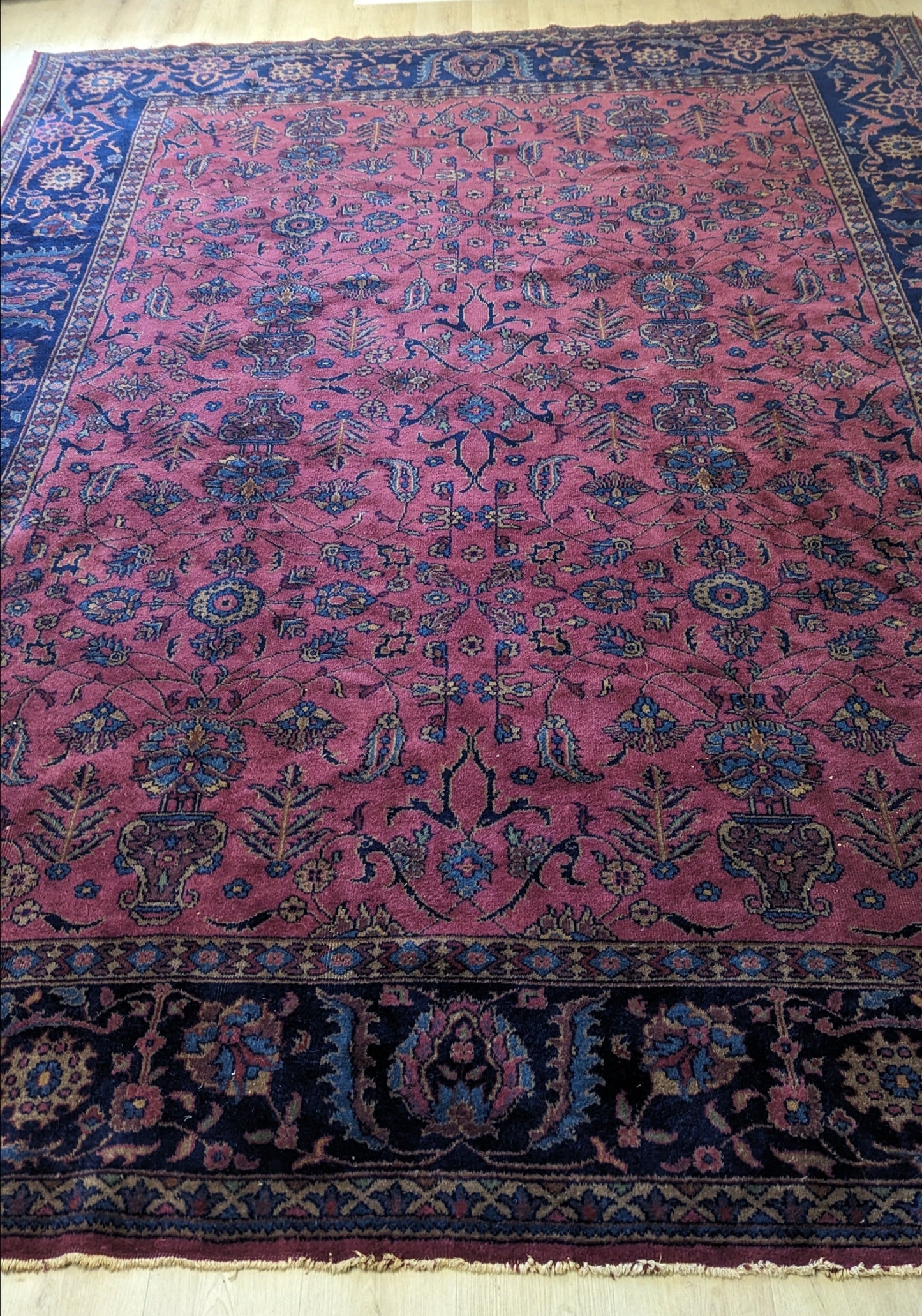 Antique Turkish Rug, 9x12 -"The Plum Rose Sanctuary"