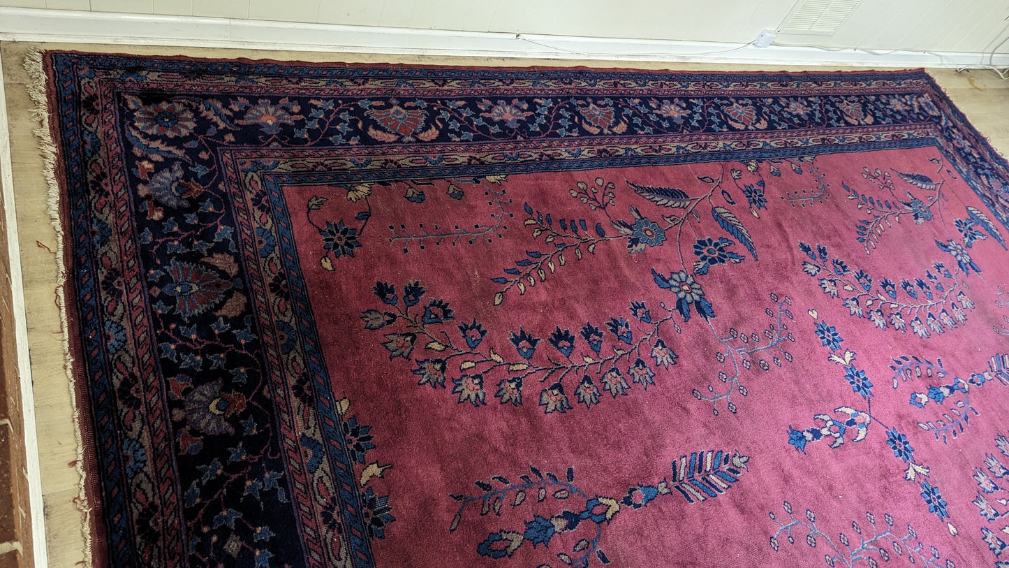 Antique Turkish Rug, 10x13 - "The Plum Rose Palace"