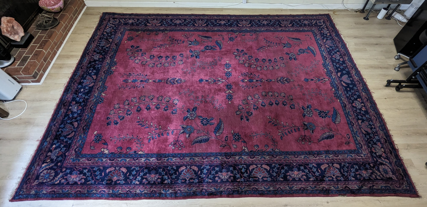 Antique Turkish Rug, 10x13 - "The Plum Rose Palace"