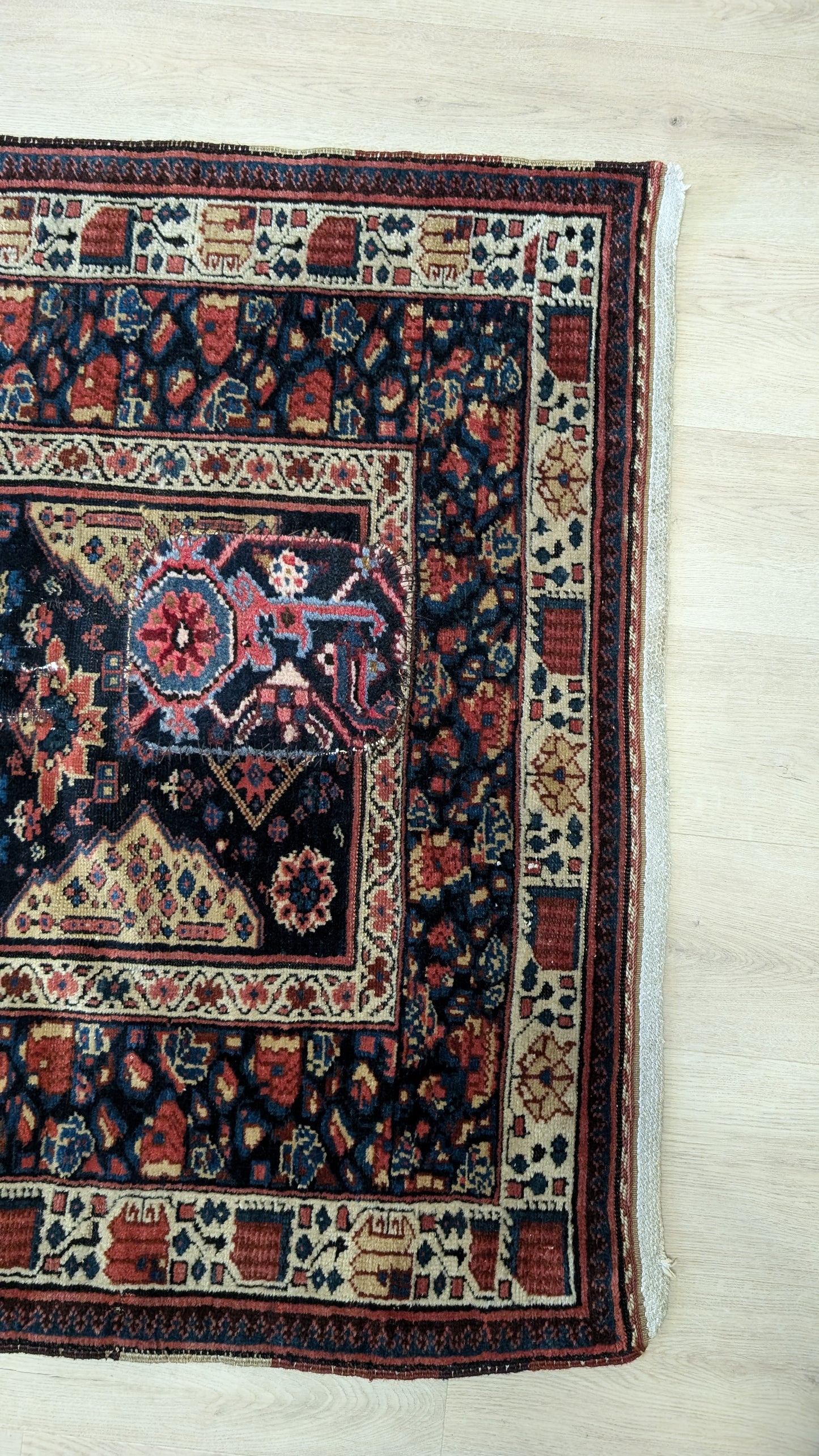 SOLD - Antique Kurdish Persian Runner Rug, 3'7"x11'9"