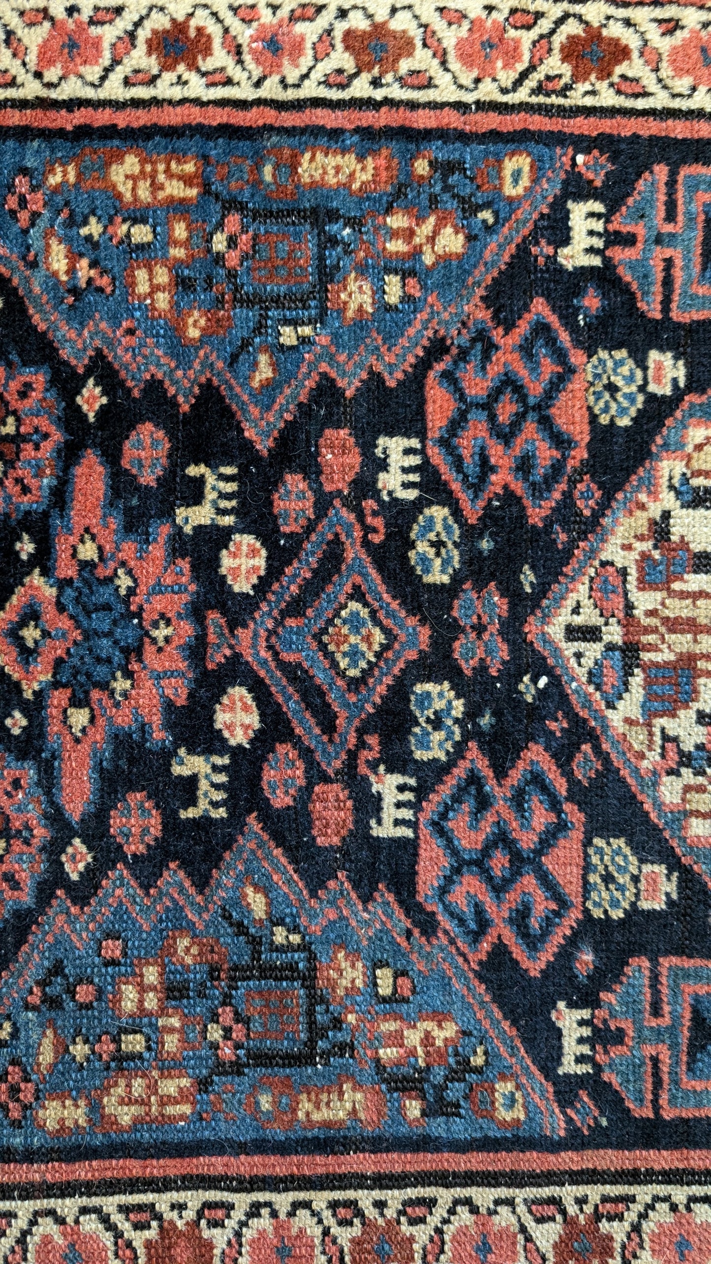 SOLD - Antique Kurdish Persian Runner Rug, 3'7"x11'9"