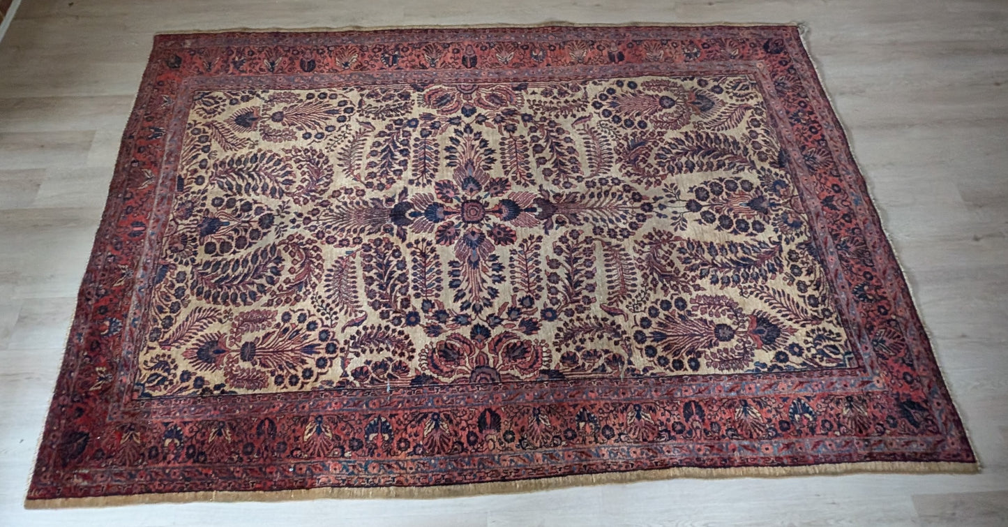 Antique Sarouk Persian Rug, 6'4"x9'2" - The Golden Sarouk