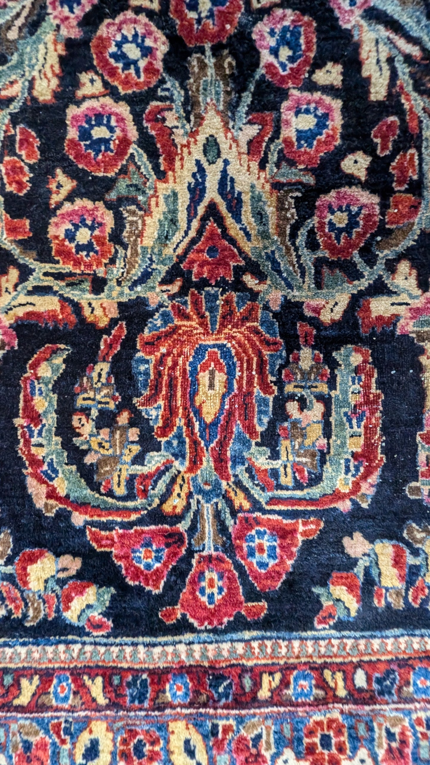 PENDING SALE - Antique Sarouk Persian Rug, 10x15 "Indigo Garden Palace"