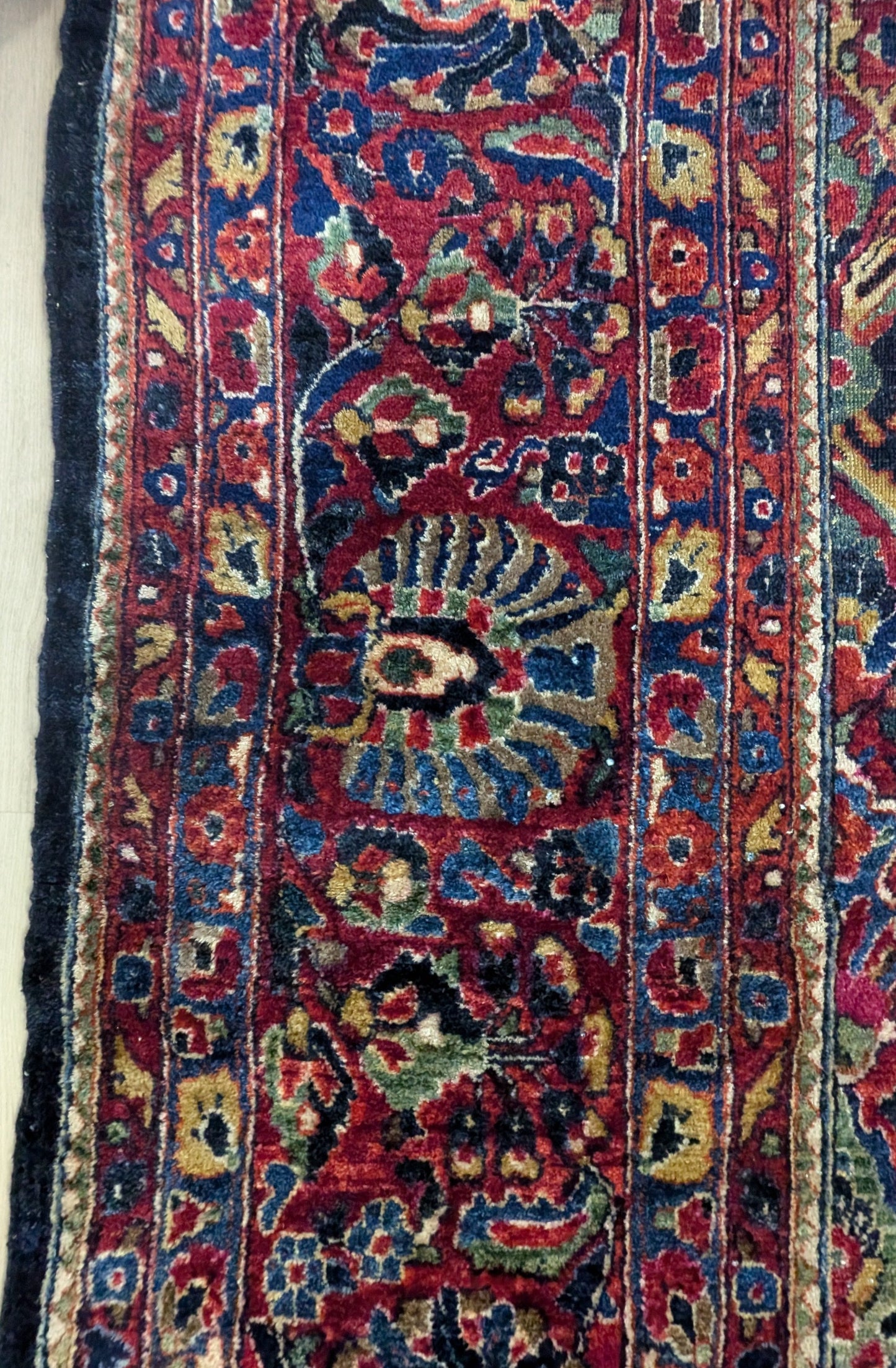 PENDING SALE - Antique Sarouk Persian Rug, 10x15 "Indigo Garden Palace"