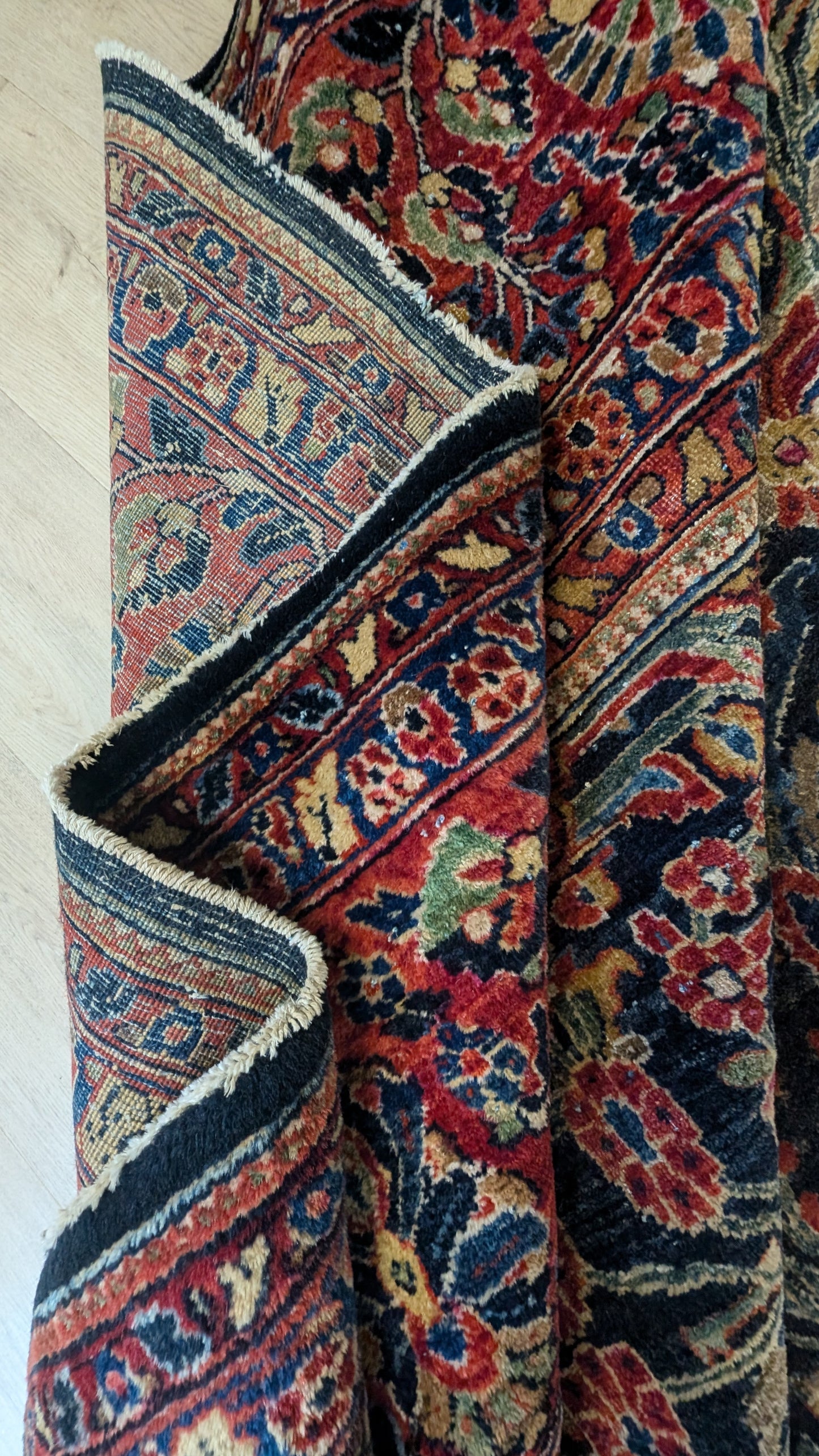 PENDING SALE - Antique Sarouk Persian Rug, 10x15 "Indigo Garden Palace"