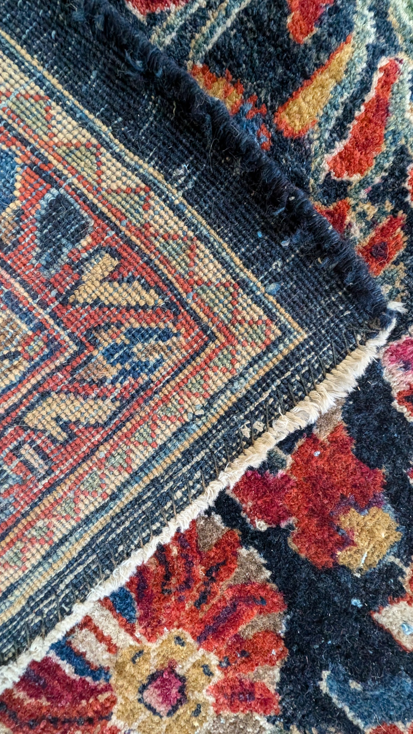 PENDING SALE - Antique Sarouk Persian Rug, 10x15 "Indigo Garden Palace"