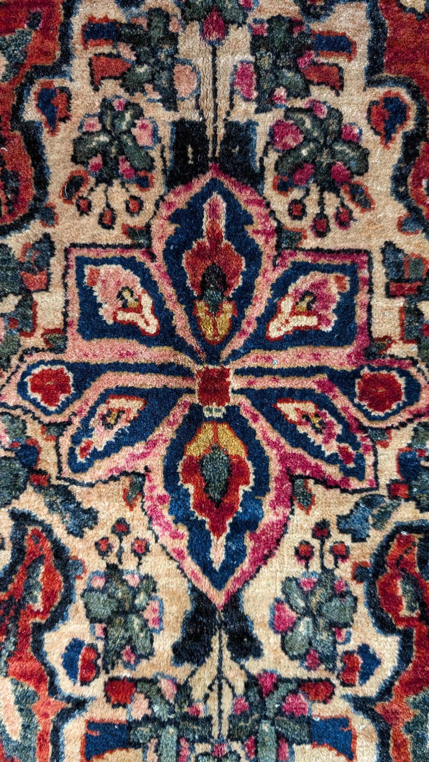 PENDING SALE - Antique Sarouk Persian Rug, 10x15 "Indigo Garden Palace"