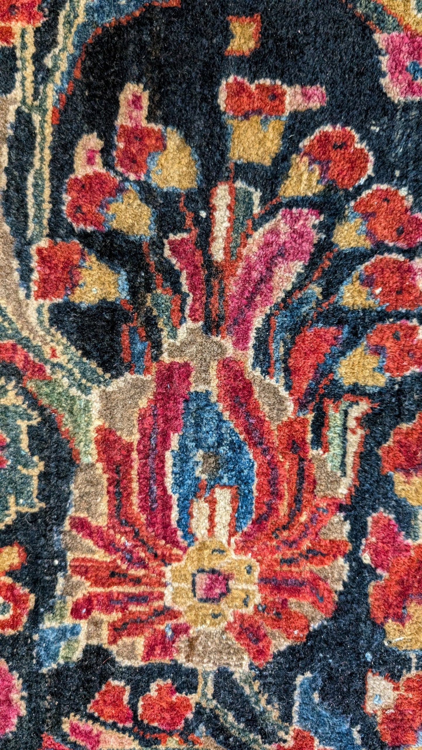 PENDING SALE - Antique Sarouk Persian Rug, 10x15 "Indigo Garden Palace"