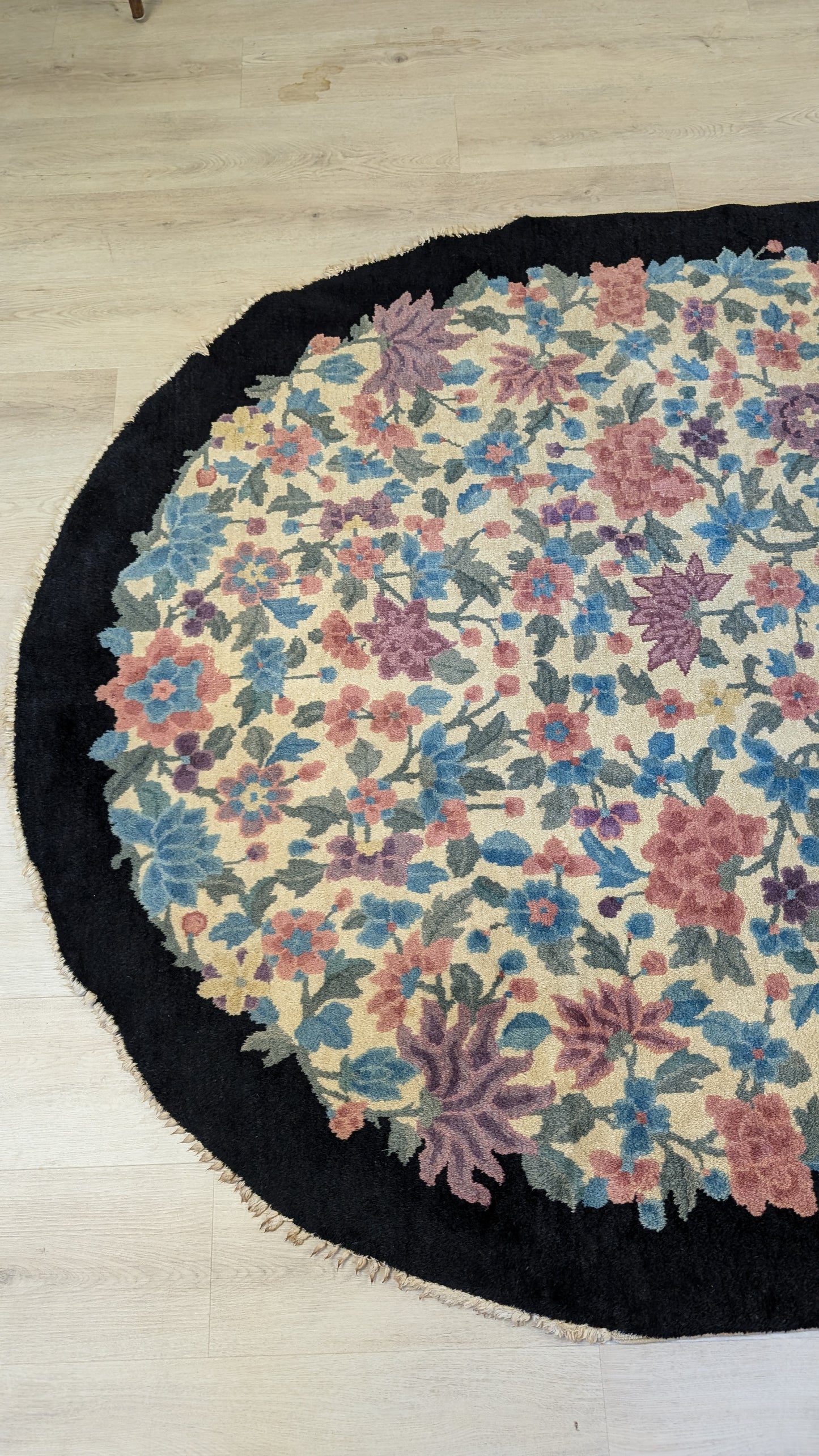 Antique Oval Shape Art Deco Chinese Rug, 5x8