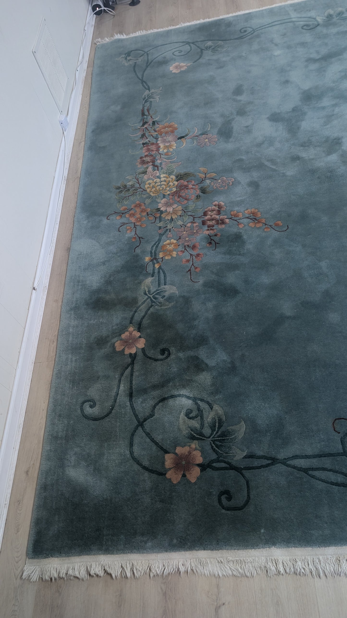 Art Deco Chinese Rug, 9x12, "The Teal Haven"