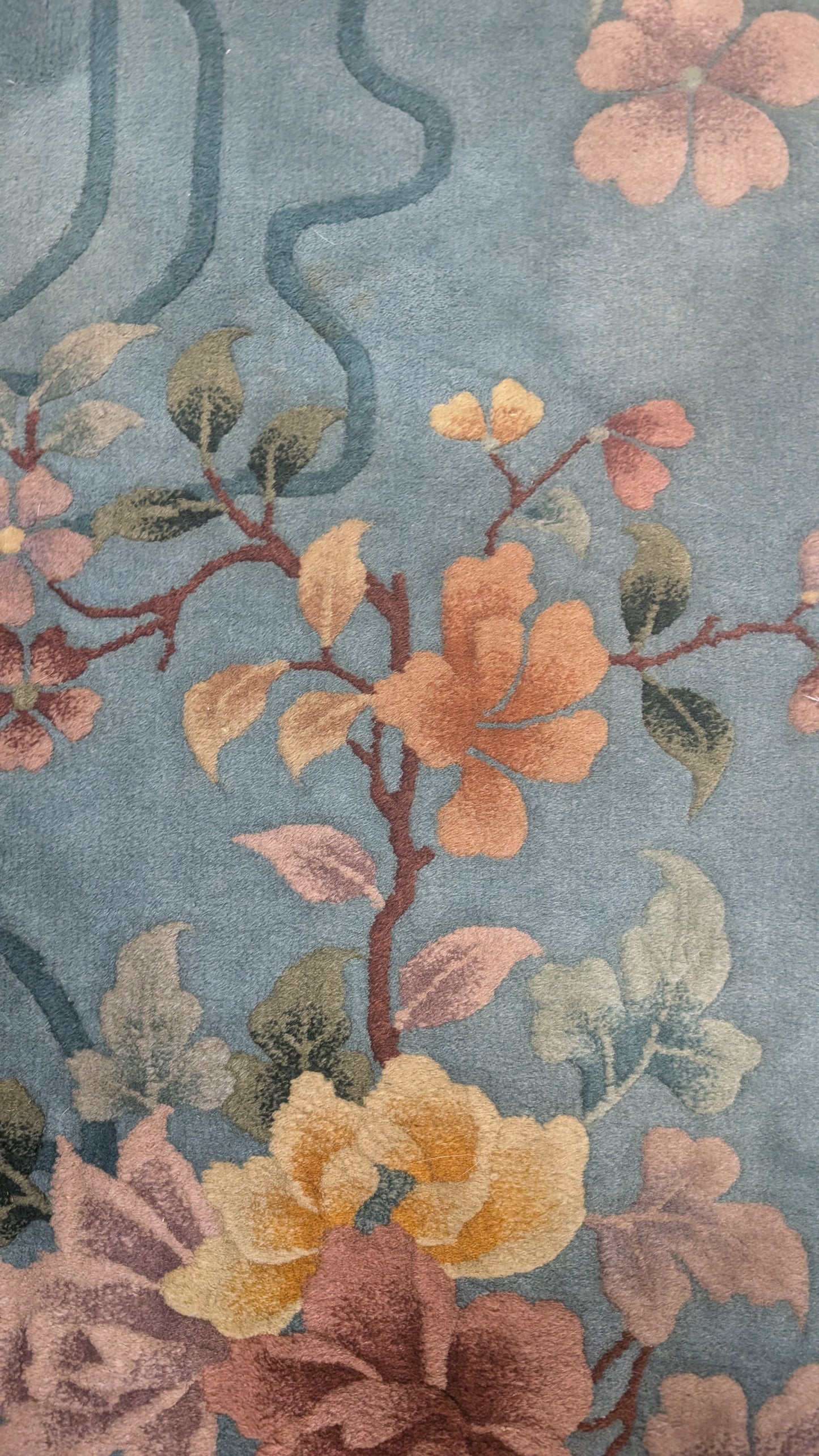 Art Deco Chinese Rug, 9x12, "The Teal Haven"