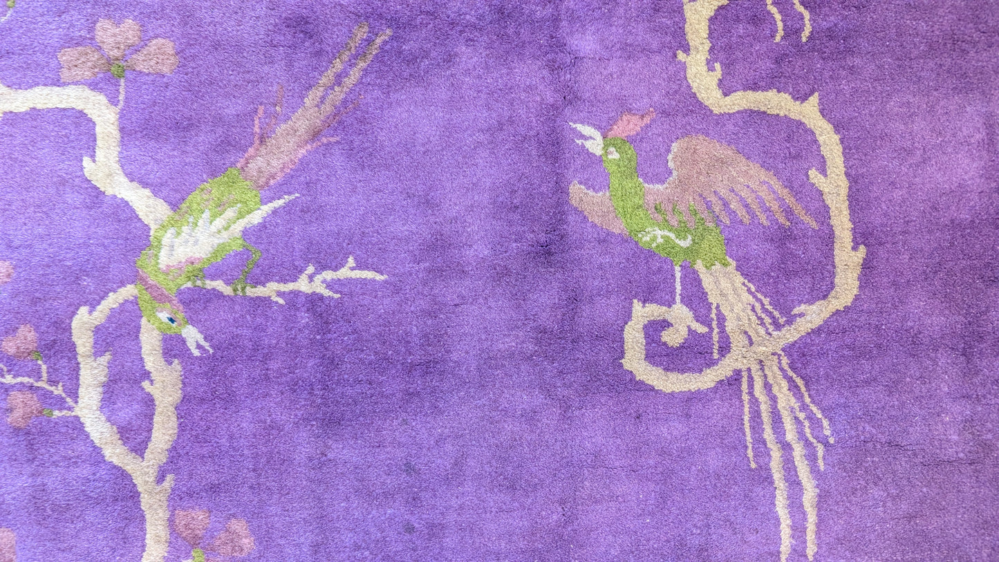 Antique Art Deco Chinese Rug, 9x12, "The Amethyst Deco Dream"