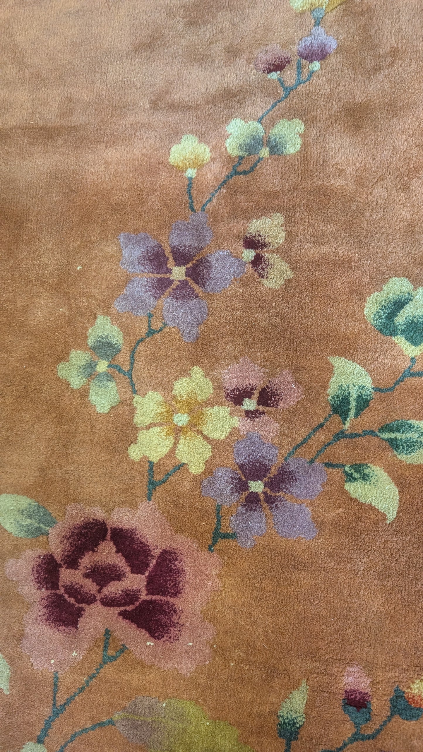 Antique Chinese Art Deco Rug, 9x11, 'The Terracotta Peach'