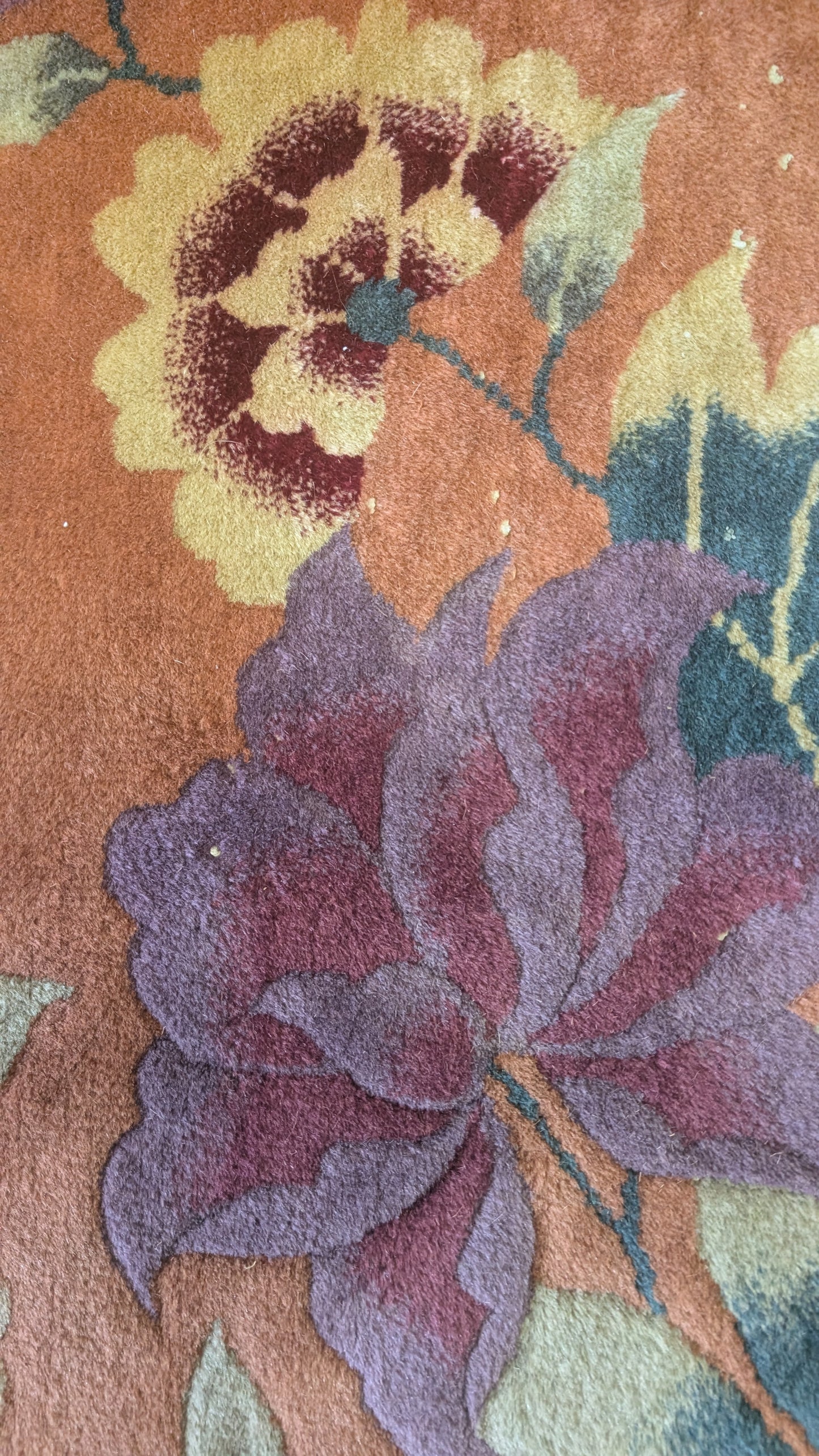 Antique Chinese Art Deco Rug, 9x11, 'The Terracotta Peach'