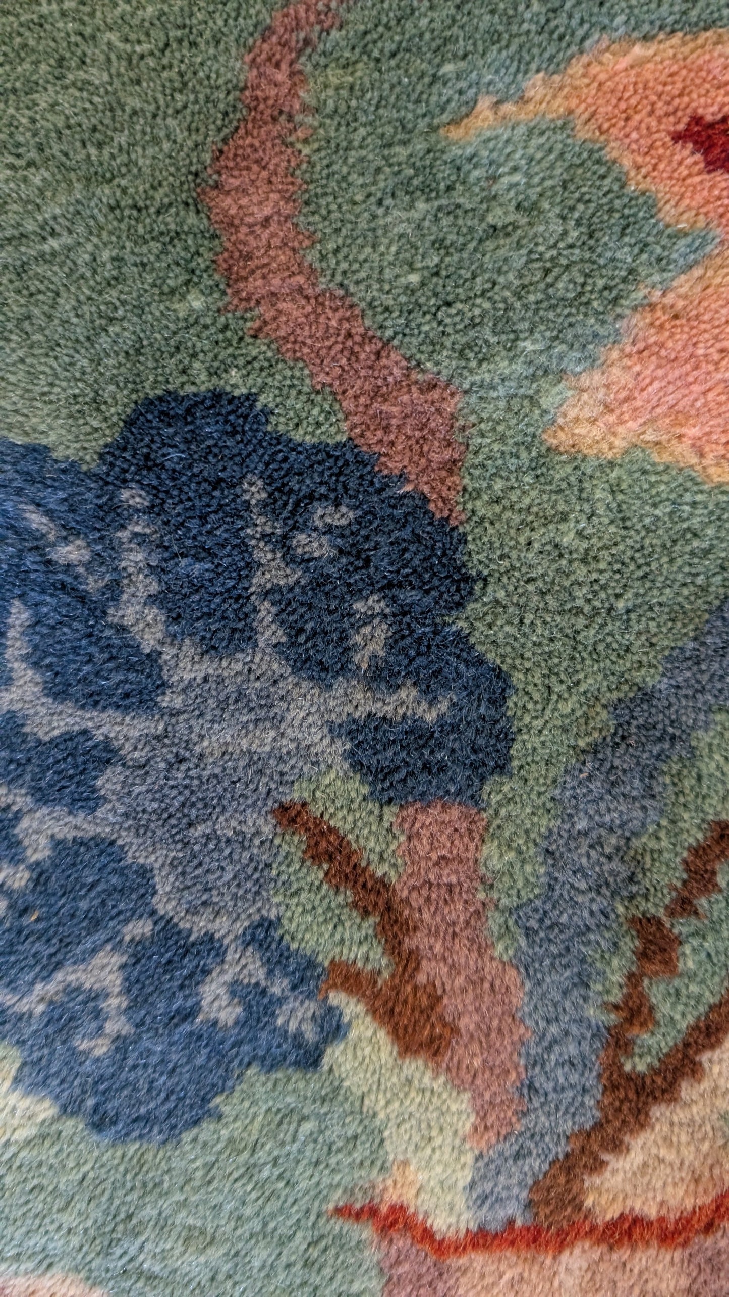 Antique Chinese Art Deco Rug, 8x11, "Mystic Teal & Cocoa"