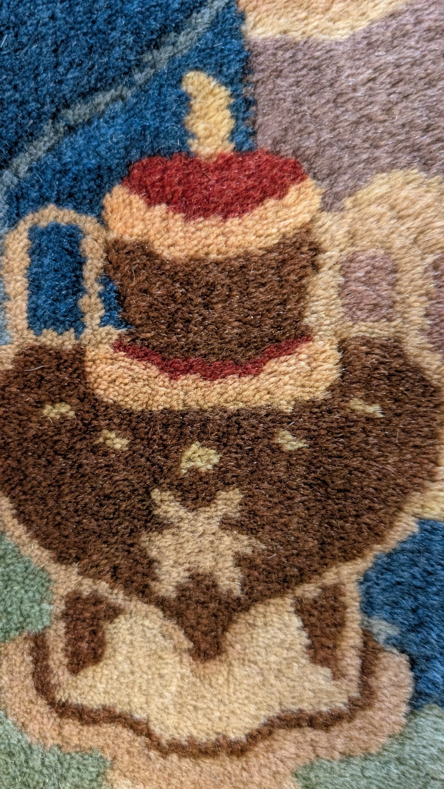 Antique Chinese Art Deco Rug, 8x11, "Mystic Teal & Cocoa"