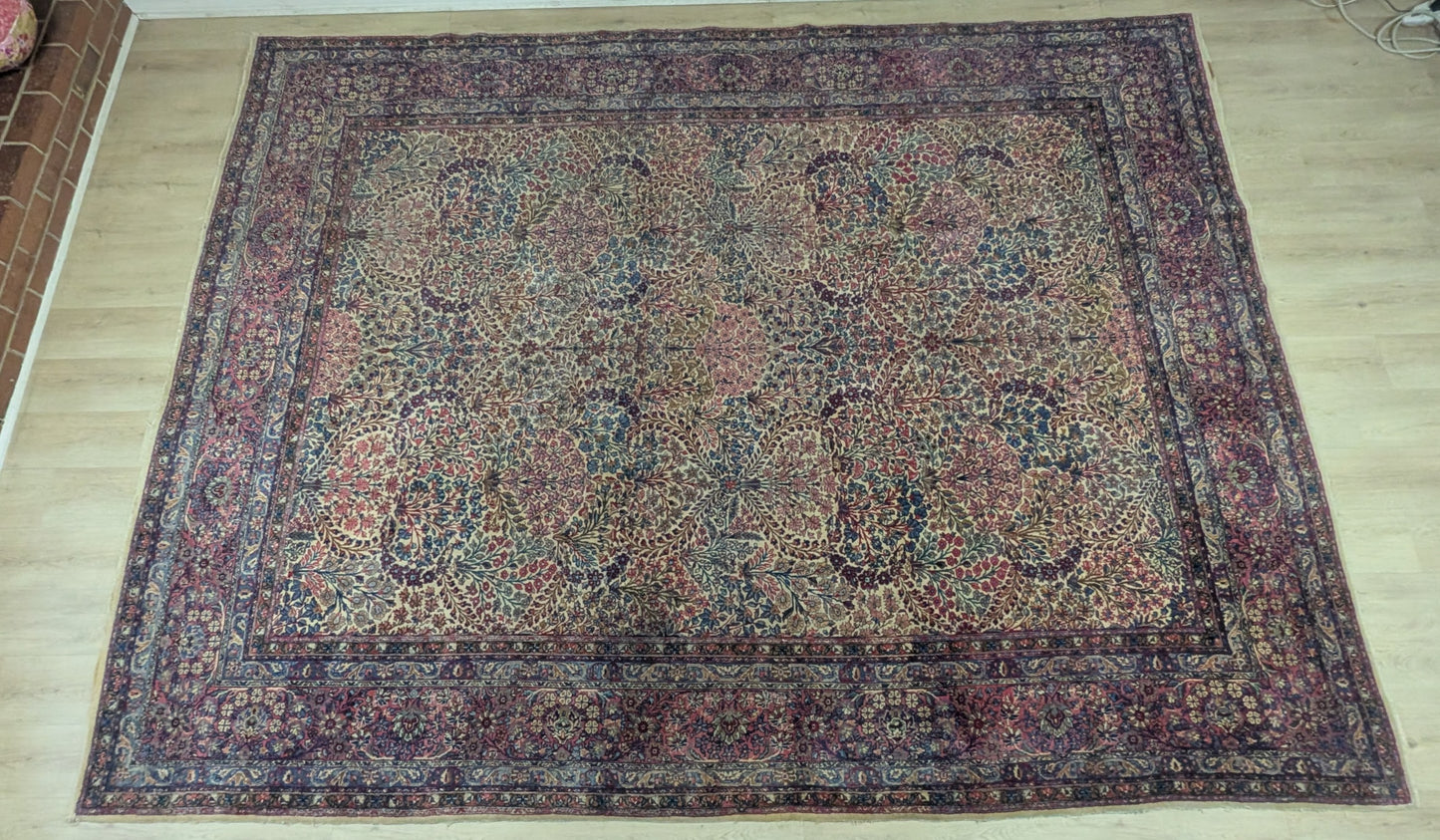 Antique Lavar Kerman Persian Rug, 9x11, "Tree of Life Sanctuary"