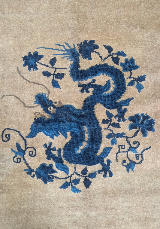 Antique Chinese Peking Rug, 9x13 - "The Five Dragons"