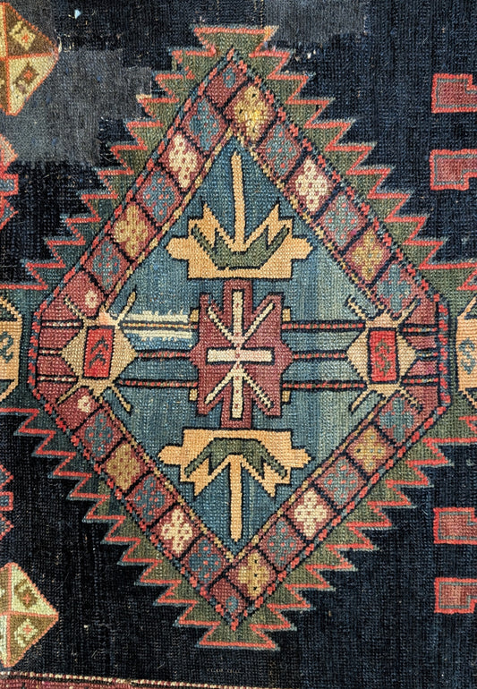 Antique Persian Tribal Rug, 5x10, 'The Signal Pathway'