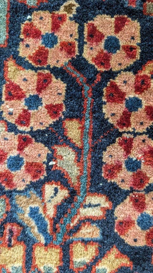 Antique Persian Sarouk Rug, 6x9, "The Midnight Garden"