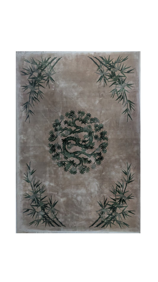 Vintage Chinese Rug, 9x12, 'The Bamboo Sanctuary'