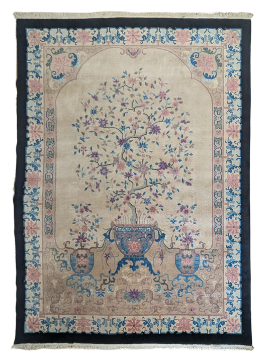 Antique Chinese Art Deco Rug, 9x12, The Celestial Arbor