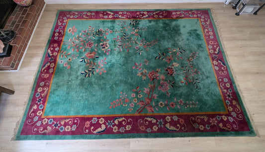 Antique Chinese Art Deco Rug, 9x12