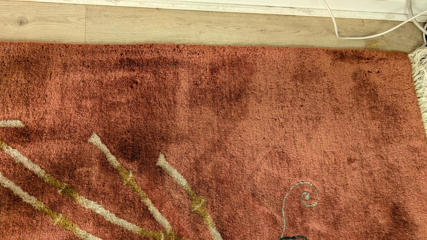 Antique Chinese Art Deco Rug, 9x15 - Rust Blossom Rhapsody, Walter Nichols Style